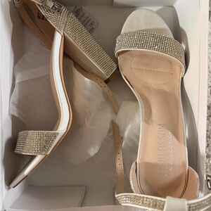 De Blossom Collection Cream Rhinestone Heels